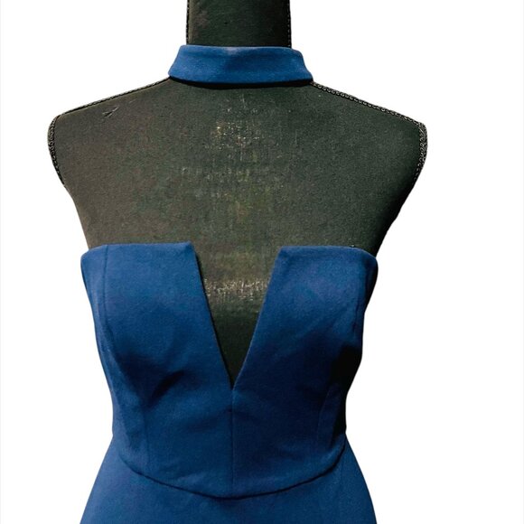 BCBGMAXAZRIA Dark Navy Elias Collar Detail Gown (NWT) - Picture 3 of 8